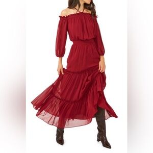 Halogen Long Sleeve Maxi Dress In
Earth Red